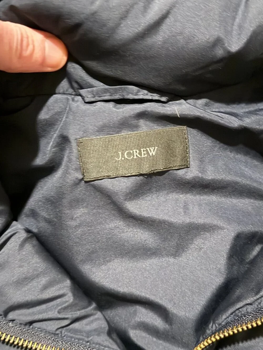 J. Crew Navy Blue Quilted Down Puffer Vest Gold Zip Medium